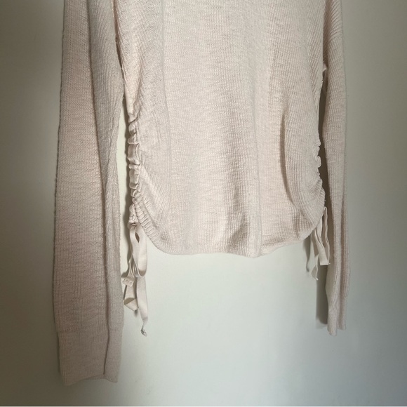 Abercrombie & Fitch Cotton Side Ruched Tie Long Sleeve Sweater Top Size Small - Picture 3 of 8